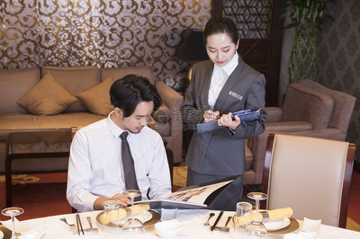 酒店餐廳服務(wù)員點菜圖片素材_免費下載_jpg圖片格式_VRF高清圖片501203548 .